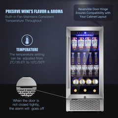 Antarctic Star 15 Inch Beverage Refrigerator Digital Memory Temperature