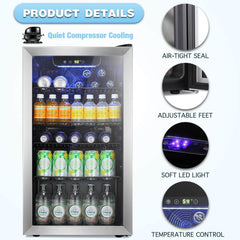 Antarctic Star Beverage Refrigerator Cooler -120 Can  Small Drink Dispenser Clear Front Door