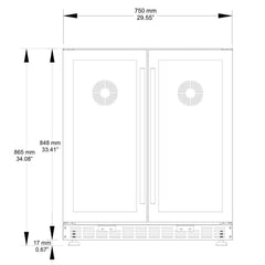 KBUSF66BW 30" Under Counter Low-E Glass Door Wine and Beer Cooler Combo