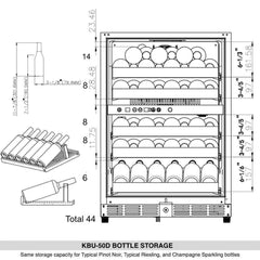 KBU50DX 44 Bottles 24 inch Under Counter Dual Zone Wine Cooler