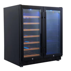 KBUSF66BW 30" Under Counter Low-E Glass Door Wine and Beer Cooler Combo