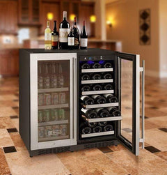 Allavino FlexCount II Tru-Vino 30 Bottle/88 Can Dual Zone Stainless Steel Beverage/Wine Fridge 3Z-VSWB15-2S20