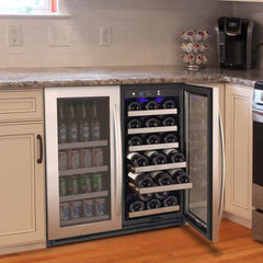 Allavino FlexCount II Tru-Vino 30 Bottle/88 Can Dual Zone Stainless Steel Beverage/Wine Fridge VSWB30-2SF20