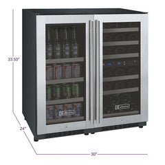 Allavino FlexCount II Tru-Vino 30 Bottle/88 Can Three Zone Stainless Steel Beverage/Wine Fridge 3Z-VSWB15-3S20