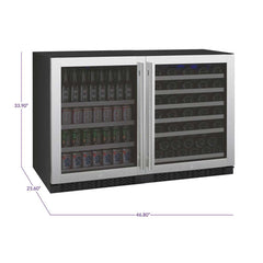 Allavino  FlexCount II Tru-Vino 56 Bottle/154 Can Dual Zone Stainless Steel Beverage/Wine Fridge 3Z-VSWB24-2S20