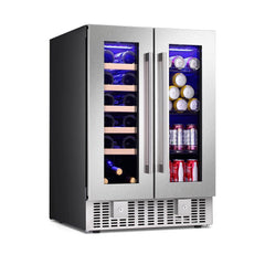 Antarctic Star 24 Inch Beverage Refrigerator Buit-in Wine Cooler Clear Glass Door