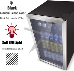 Antarctic Star Beverage Refrigerator -145 Can Mini Fridge with Adjustable Removable Shelves