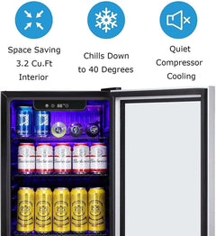 Antarctic Star Beverage Refrigerator -145 Can Mini Fridge with Adjustable Removable Shelves